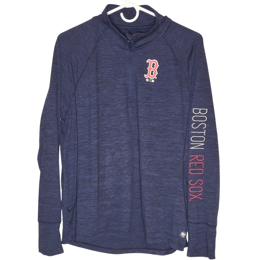 47 Brand Boston Red Sox Mens Navy Heather Quarter Zip Pullover Large MLB